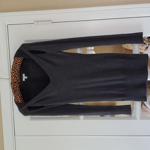 Sexy Cache Dk Grey Tunic Peek A Boo Sweater